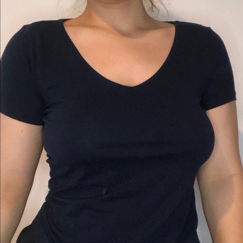 Fitted Navy V Neck